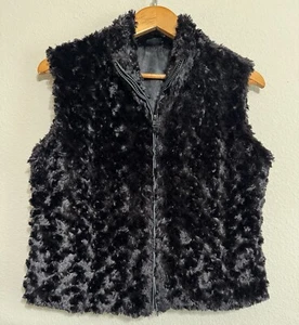 Cejon Womens Vest Faux Fur Black Size M Mob Wife Lined Full Zip - Picture 1 of 6