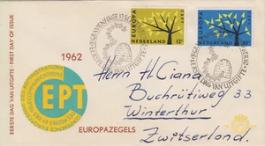 Niederlande Ersttagsbrief NVPH NR E53 - 1962 Europa unversiegelt, adressiert - Bild 1 von 1