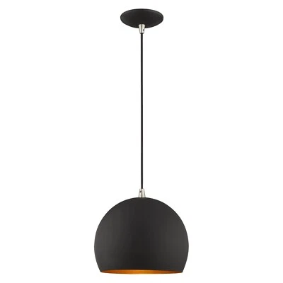 Contemporary black pendant with gold interior adds smooth, modern sophistication - Image 1 of 4