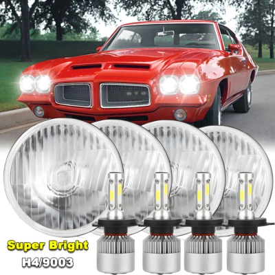 Faros LED redondos altos/bajos de 5 3/4" 5,75 pulgadas 4 piezas para Dodge Challenger 1970-74 Foto 1 de 4