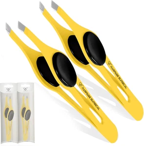 Professional Eyebrow Tweezers Slanted & Pointed Tip Stainless Steel 2,3Xpcs Set, - Picture 1 of 6