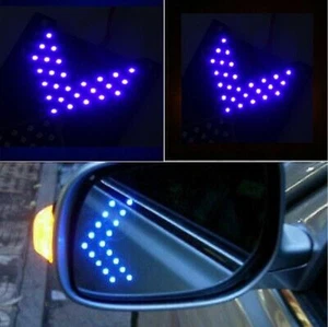 2X Side View Mirror Arrow Turn Signal 33-SMD 2835 LED Sequential Blue Flashing - Foto 1 di 10