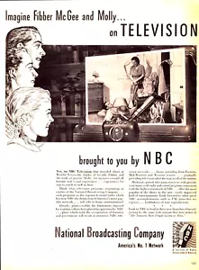 National Broadcasting Company 1944 Vintage Print Ad Fibber McGee And Molly TV - Picture 1 of 1
