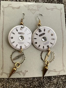 NEW Mullanium Mixed Material Steampunk Clock Time Wheel Dangle Earrings - Picture 1 of 5