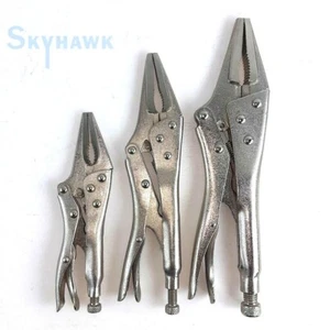 3-PC. Long Nose Adjustable Vise Grips Jaw Locking Clamp Pliers 5", 7", 10" Set - Picture 1 of 5