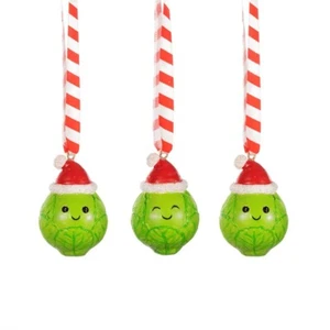 Sass&Belle Xmas Brussels Sprout Hanging Decorations Set of 3 Gift Home Fun Deco - Picture 1 of 2