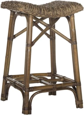 Home Collection Ramiro Natural Brown Wicker Barstool - Image 1 of 4
