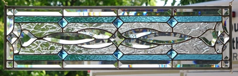 tained Glass Transom window hanging  28 X 9  incl hooks   Zinc Frame Cover