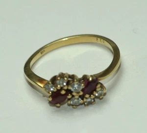 Ring Gold 585 14 Karat mit Rubinen und Brillanten, Gr. 55, antik - Bild 1 von 5