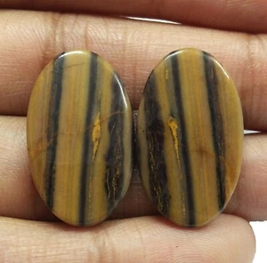 28.20Ct Natural Zebra Jasper Oval Cabochon Matched Pair Loose Gemstone 27x16.4MM - Picture 1 of 3