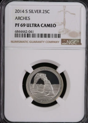 2014-S ATB Silver Quarter. NGC PF69. Affordable Collectible Coin. Store #15836 - Image 1 of 3
