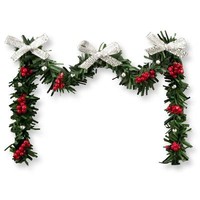 Christmas Garland Wreath Set Gold Burgundy Doll House Shoppe dhs49120 Miniature