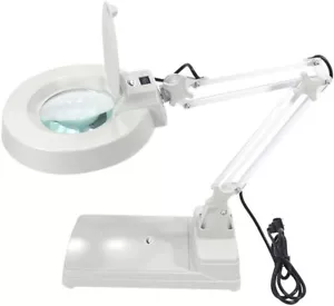 LED Vergrößerungs Schreibtischlampe 20x Lupenleuchte weiß Glas superhell verstellbar - Bild 1 von 13