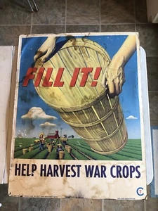 1945 WW2 Poster Fill It Help War Harvest Crop Food Administration Stevan Dohanos - Picture 1 of 12