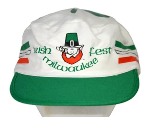 Milwaukee Irish Fest Hat Vtg 1980s USA Made Shamrock Leprechaun Wisconsin - Picture 1 of 5
