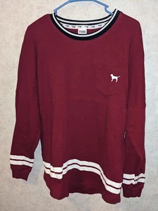 Victorias Secret PINK Logo Pullover Size Small Burgundy Long Sleeve Crew Neck - Picture 1 of 8