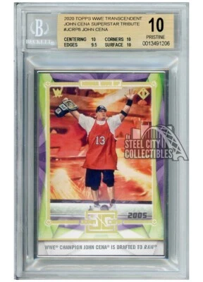 John Cena 2020 Topps WWE Transcendent Tribute RAW #JCRP8 BGS 10 Pristine - Image 1 of 2