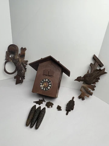 Vtg West German Regula Cuckoo Clock, Rough Condition, Incomplete, for Parts Cover