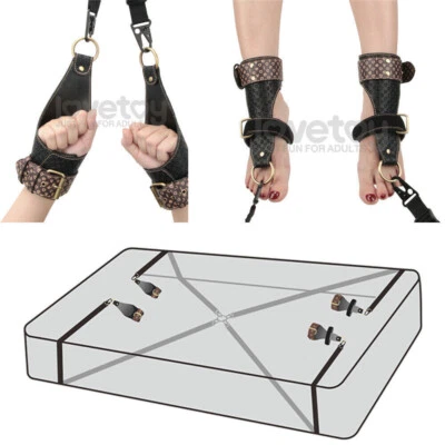 Kit de retenção de cama Bondage Reign PU sob colchão punhos pulsos e tornozelos amarrar - Imagem 1 de 4
