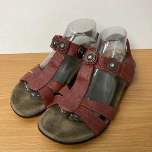Taos Damen 9 M Paradise Sandale rot Leder T-Riemen mit Metallakzenten offene Zehenpartie - Bild 1 von 13