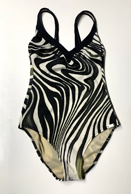 Traje de baño de colección Maryan Mehlhorn de una pieza con estampado de cebra de lycra con sujetador incorporado 10 B Foto 1 de 4