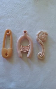 Vtg Set Of Three Baby Rattles Color Pink - Picture 1 of 2