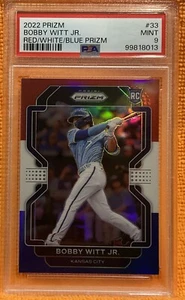 Bobby Witt JR Rookie 2022 Panini Prizm #33 Red/White/Blue Prizm Royals PSA 9 MT - Picture 1 of 6