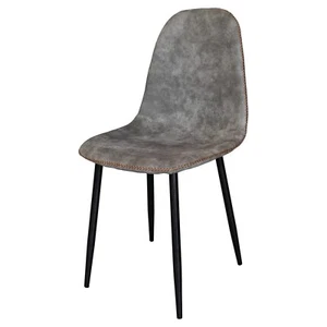 Grey Faux Leather Dining Chair Mocha Orange Stitching, Leisure, Reception Chairs - Picture 1 of 4