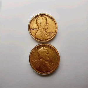 (2) Error 1919 United States Wheat Penny One Cent No Mint Mark SET ERROR COINS - Picture 1 of 7