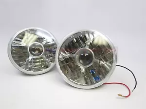 5-3/4" Blue Dot H4 Headlight Pair w/ Amber Turn Signal StreetRod Fisheye - Picture 1 of 6