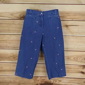 Basic Editions Capri Pants Classic Fit Womens S Blue Embroidered Martini Glasses - Picture 1 of 7