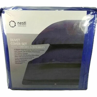 Juego de 3 fundas nórdicas y fundas para ropa de cama king size azul marino microfibra suave nuevo Foto 1 de 4