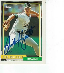 RICK HONEYCUTT 1992 TOPPS #202 FIRMADO - ATLETISMO DE ROBLE - Imagen 1 de 1