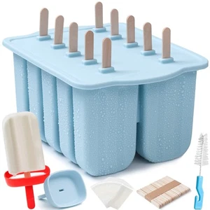 10 Cavity Large Silicone Popsicle Molds with Silicone Popsicle Holders/Popsic... - Picture 1 of 7