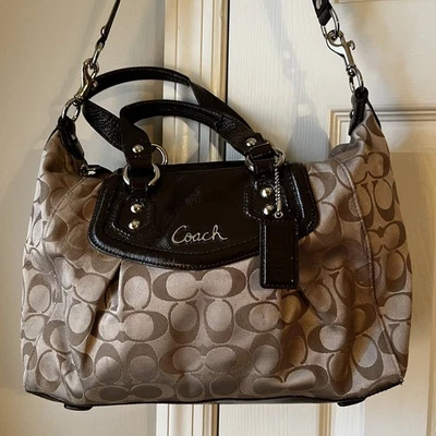 Coach Ashley Signature F19242 Satchel Shoulder Handbag Purse Brown. - Image 1 of 4