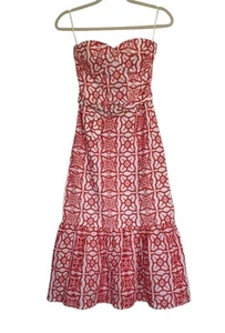 Nuevo con etiquetas Vestido dRA Clothing Blanco y Coral Sin Tirantes Con Cinturón XS - Imagen 1 de 7