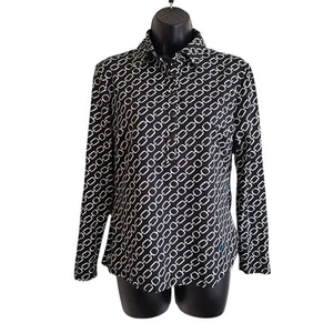 Camisa J. McLaughlin Mujer Estampada Cuello Catalina Talla S Negra Blanca - Imagen 1 de 8