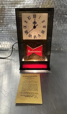 Reloj iluminado vintage nuevo stock antiguo Budweiser cerveza mesa caja registradora Foto 1 de 4
