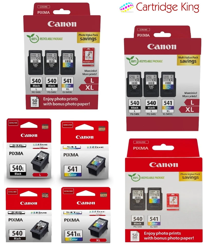 Canon 540 / 541 Original Printer ink choices for Pixma MG3150 printer - Image 1 of 1