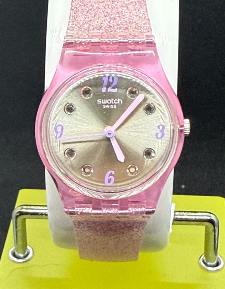 SWATCH LK392 GLITTER CELESTE WOMEN'S PINK TRANSPARENT WATCH SWISS MADE QUARTZ - image 1 of 4