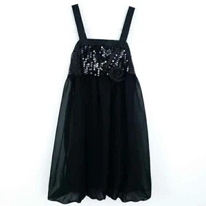 NEW $56 Amy Byer Black Sleeveless Dress Sequin Girl 10 Bubble Dress Hem Ivory - Picture 1 of 7