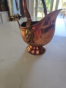 Kupfer Messing Kohle Schaufel Eimer Löwenkopf mit Griff Kupferbesteck Dekor  - Bild 1 von 11
