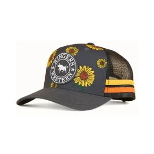 RINGERS WESTERN SUNFLOWERS TRUCKER CAP - BLK/MULTI - Picture 1 of 2