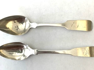Antique Coin Silver Silver Spoons 2 Signed 28.4 grams - Picture 1 of 12
