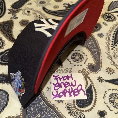 Hat Club Exclusive New York Yankees Red Brim/ UV 1998 World Series New Era 7 1/2 - Image 1 of 2