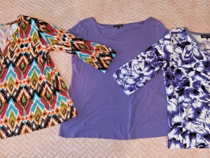 3 Damen Tops Größe XL 1 Eileen Fisher 100 % Seide 2 Jones NY Baumwolle Pull-On SET - Bild 1 von 15