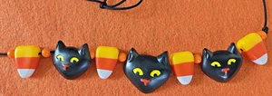 Collar Vintage Halloween Hallmark Cards 1988 Gatos Caramelo Maíz - Imagen 1 de 4