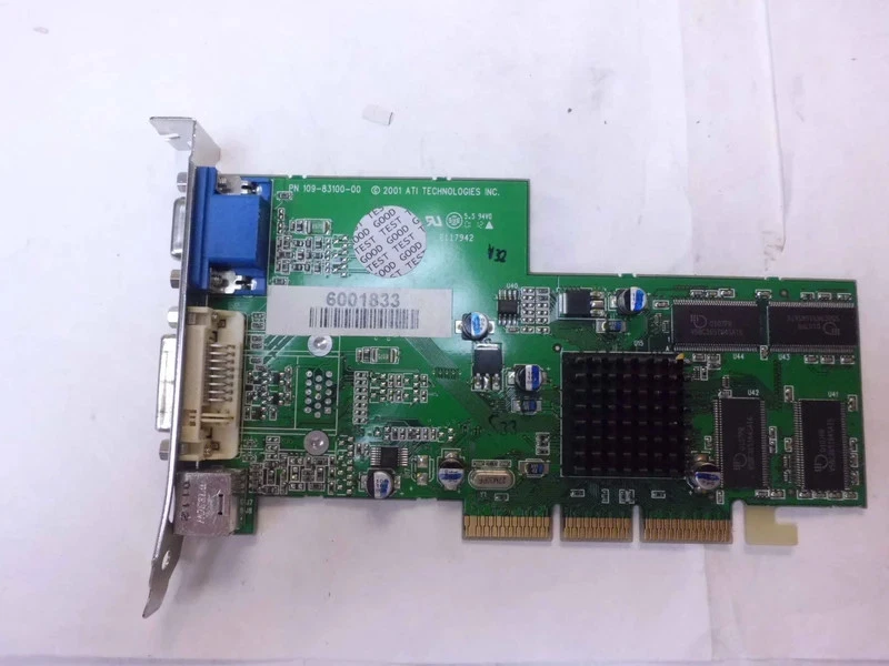 109-83100-00, 1028310100, 6001833 ati 64MB agp video card with vga DVI-D tv out - Image 1 of 1