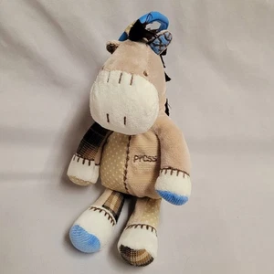 CARTER'S Tan Beige Brown Blue BABY Plush Clip Keychain Toy PONY Horse 9" HTF  - Picture 1 of 4