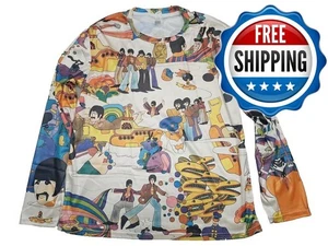 NEW The Beatles Long Sleeve 2 Sided Shirt Trippy Top 2XL Stretch - Picture 1 of 7